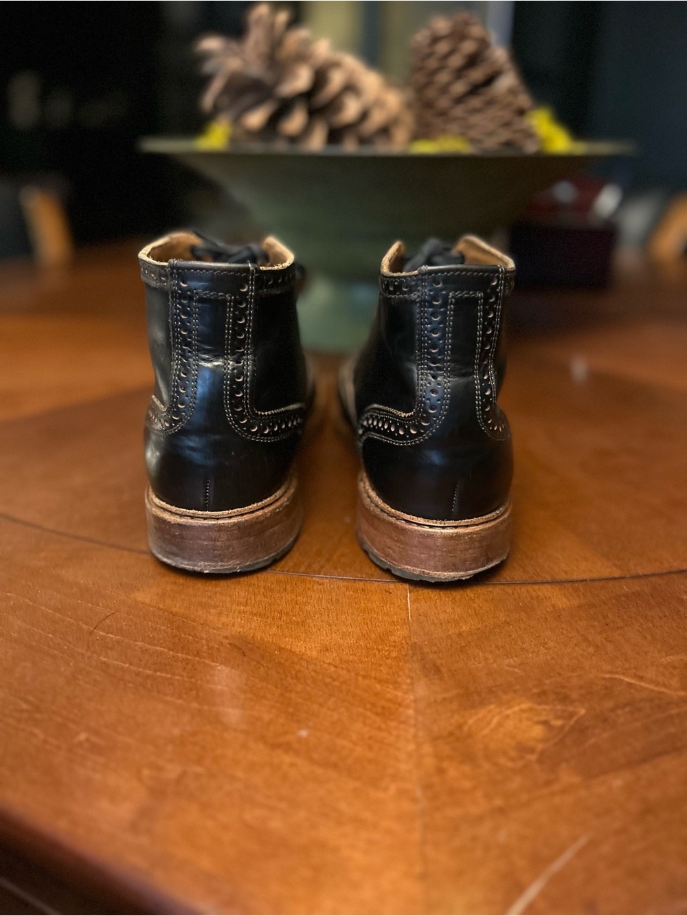 Allen Edmonds Black Leather Wingtip Lace-Up Boots - Picture 4 of 7